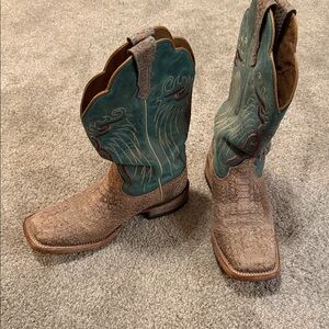 Ariat Teal and Snakeskin Cowboy Boots